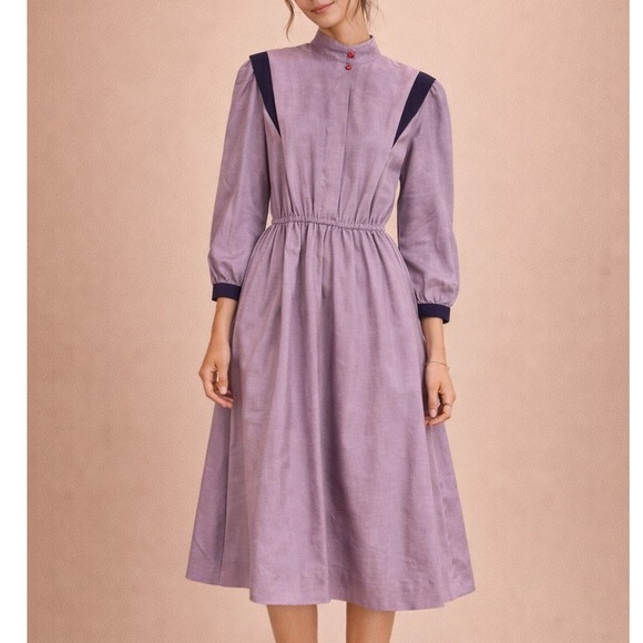 Joan Sparks for Daniel Barrett Dresses & Skirts - Vintage Joan Sparks for Daniel Barrett Purple Midi Dress 80s ILGWU Made USA G2